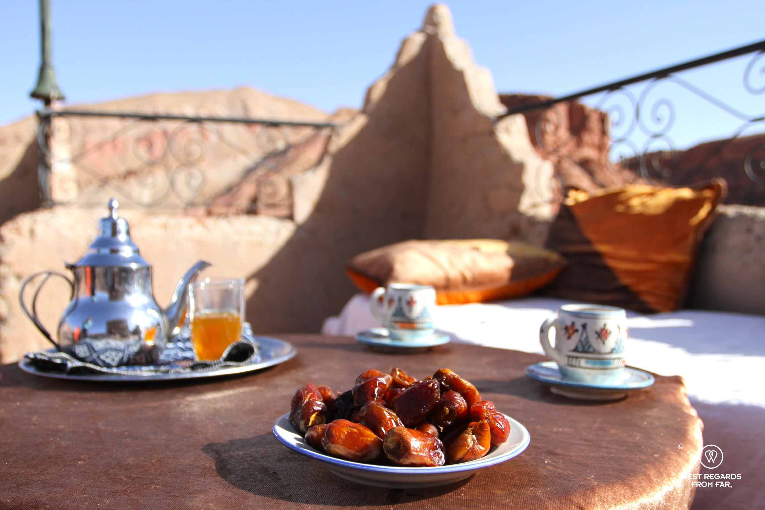 Moroccan welcome tea and dates.