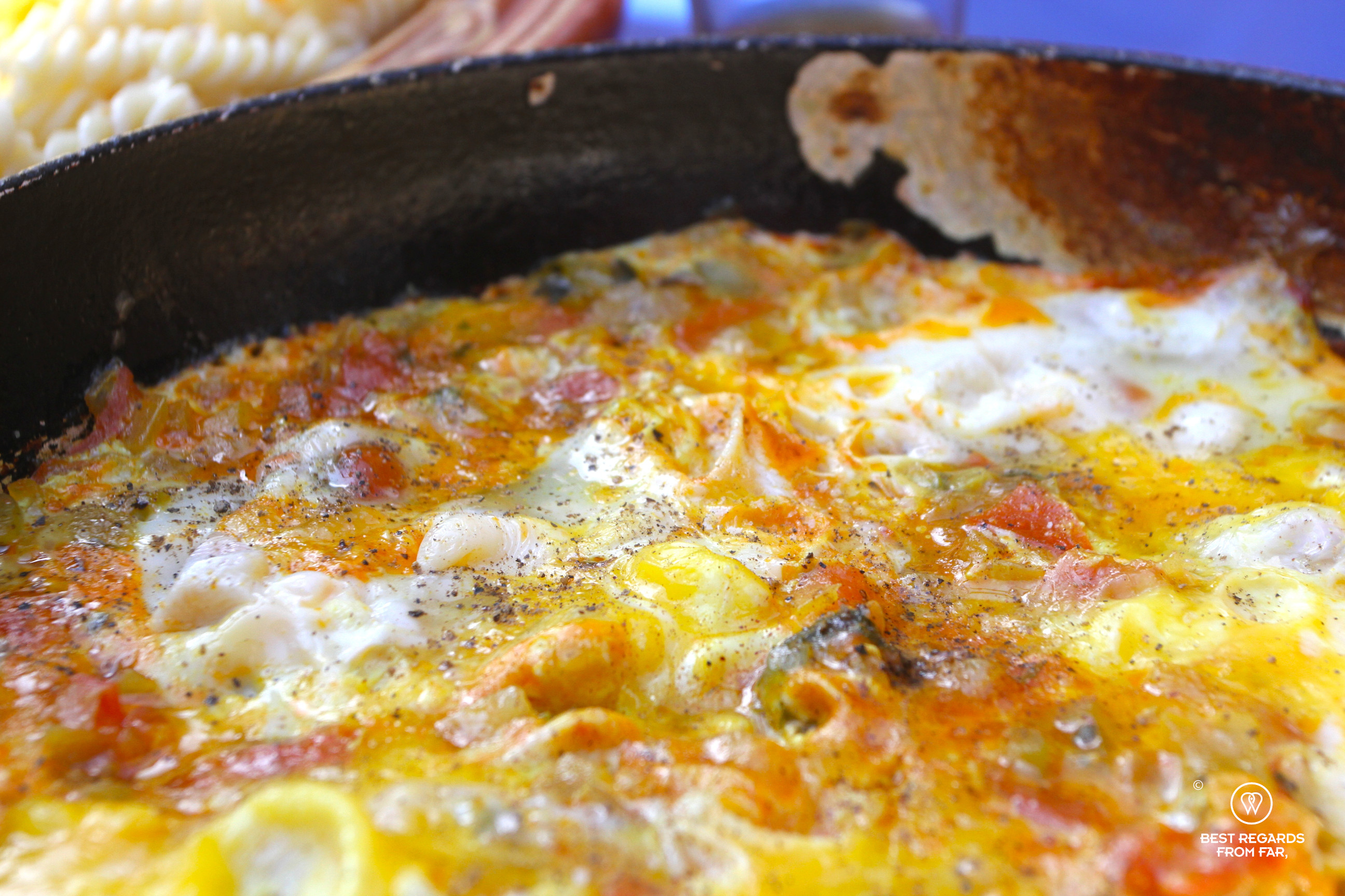 Close up of a Berber omelet.