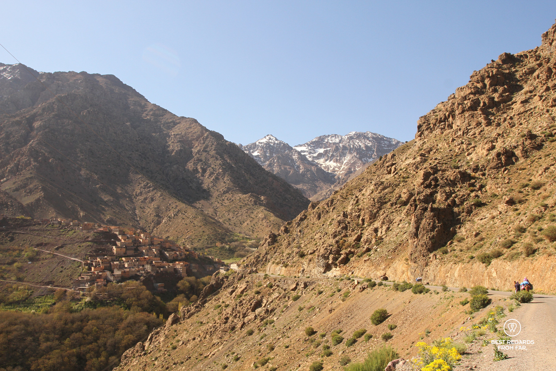 Toubkal Peak and the village of Imlil.