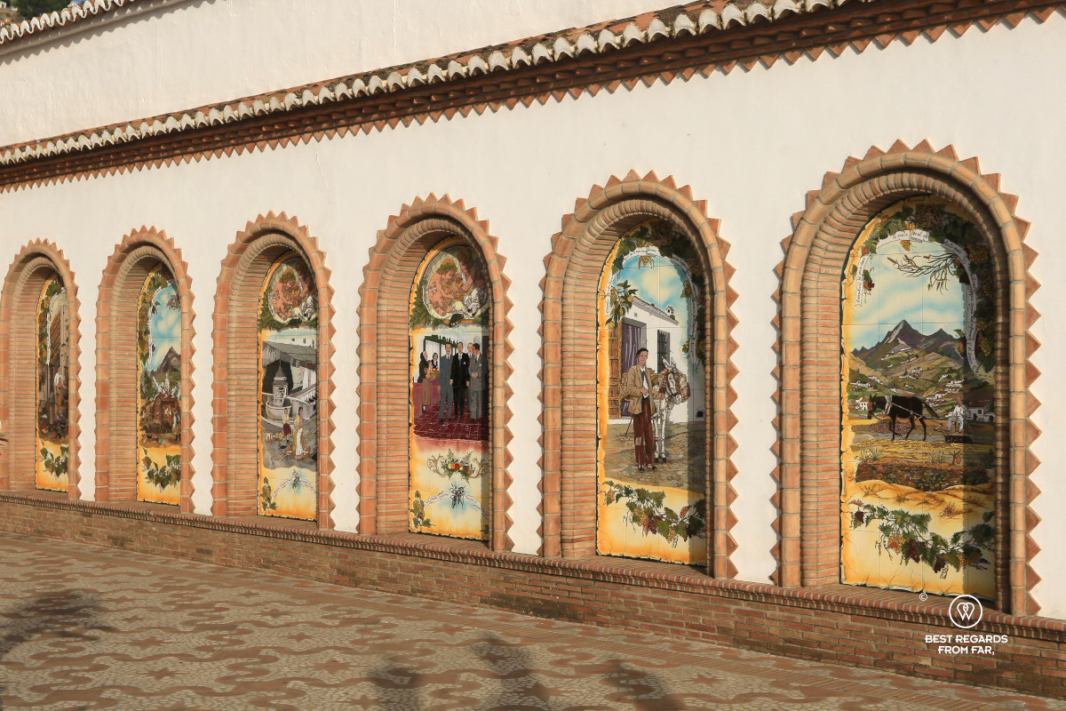 Ceramics describing the country life on the church of Competa, Andalusia.