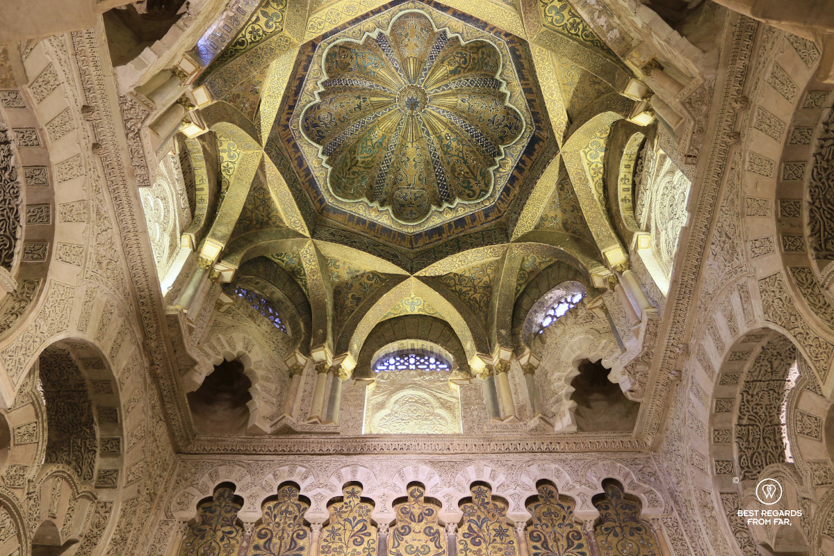 Mosaic and refined Muslim architecture in the Mosque Cathedral in Cordoba.