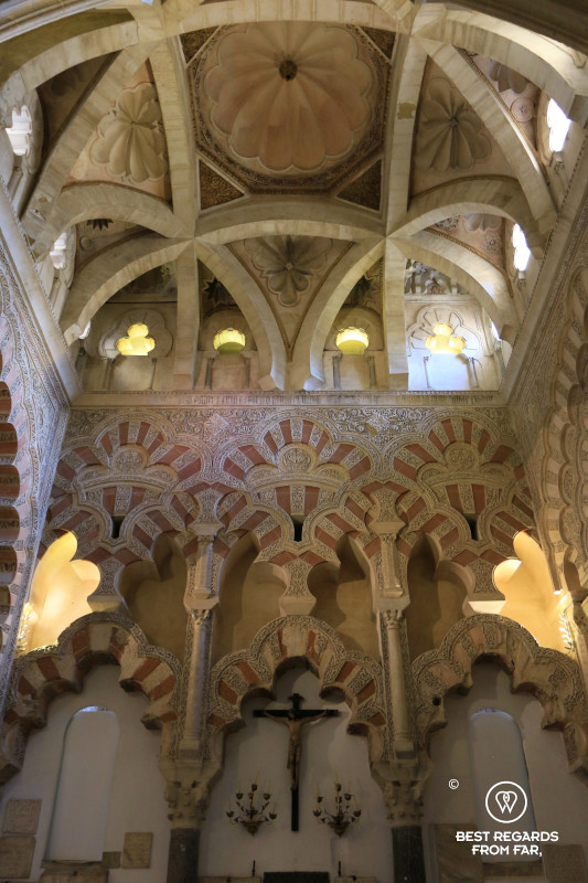 Arches and cupolas inside the Cordoba Mosque Cathedral.