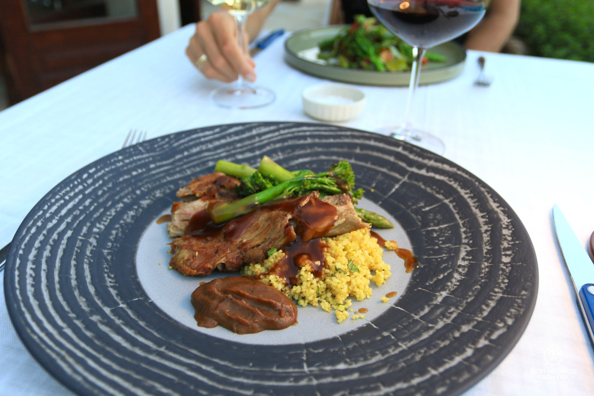 Lamb shoulder in a plate at hotel La Fuente de la Higuera in Ronda.