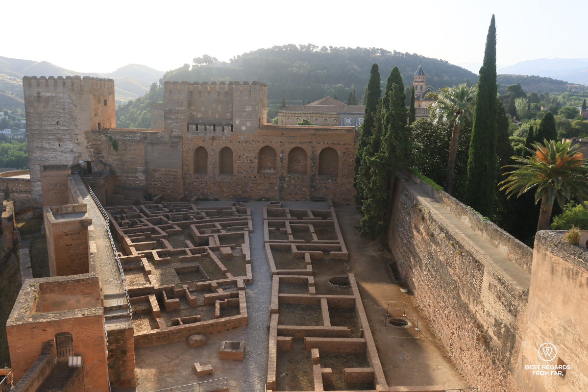 Alcazaba viewed from the tower at the Alhambra in Granada.