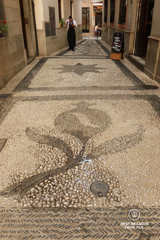 Pomegranate drawn in a street of Granada.