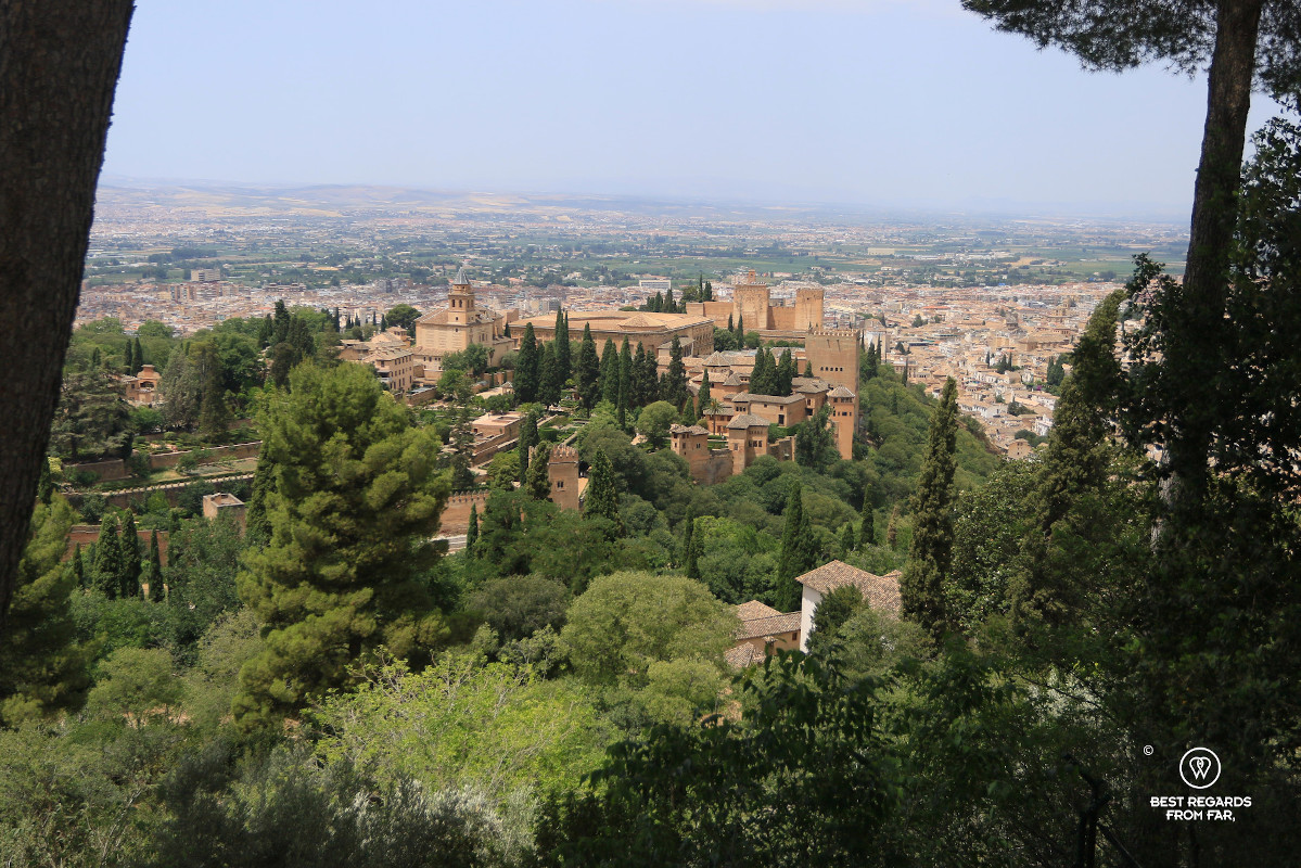 View on the Alhambra from the Moor's Chair in Granada.
