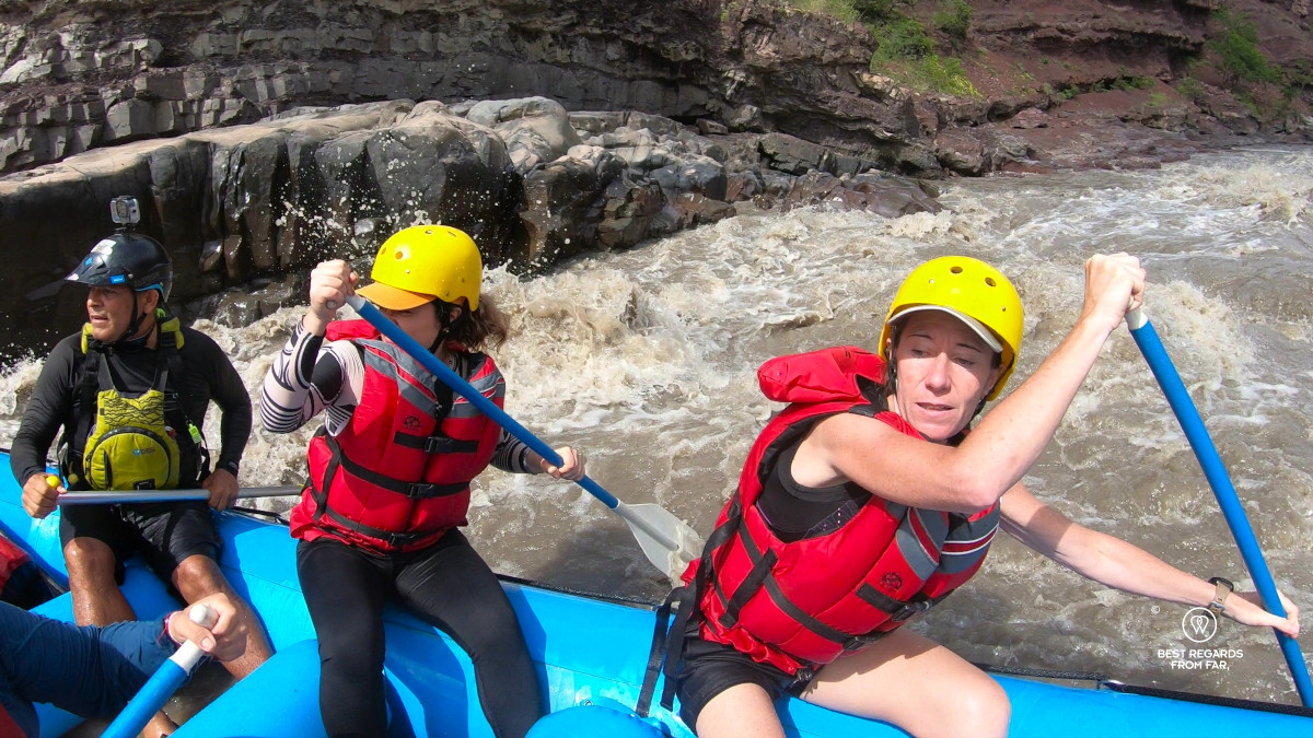 Rafting the rapids of the Chicamocha Canyon in Colombia.