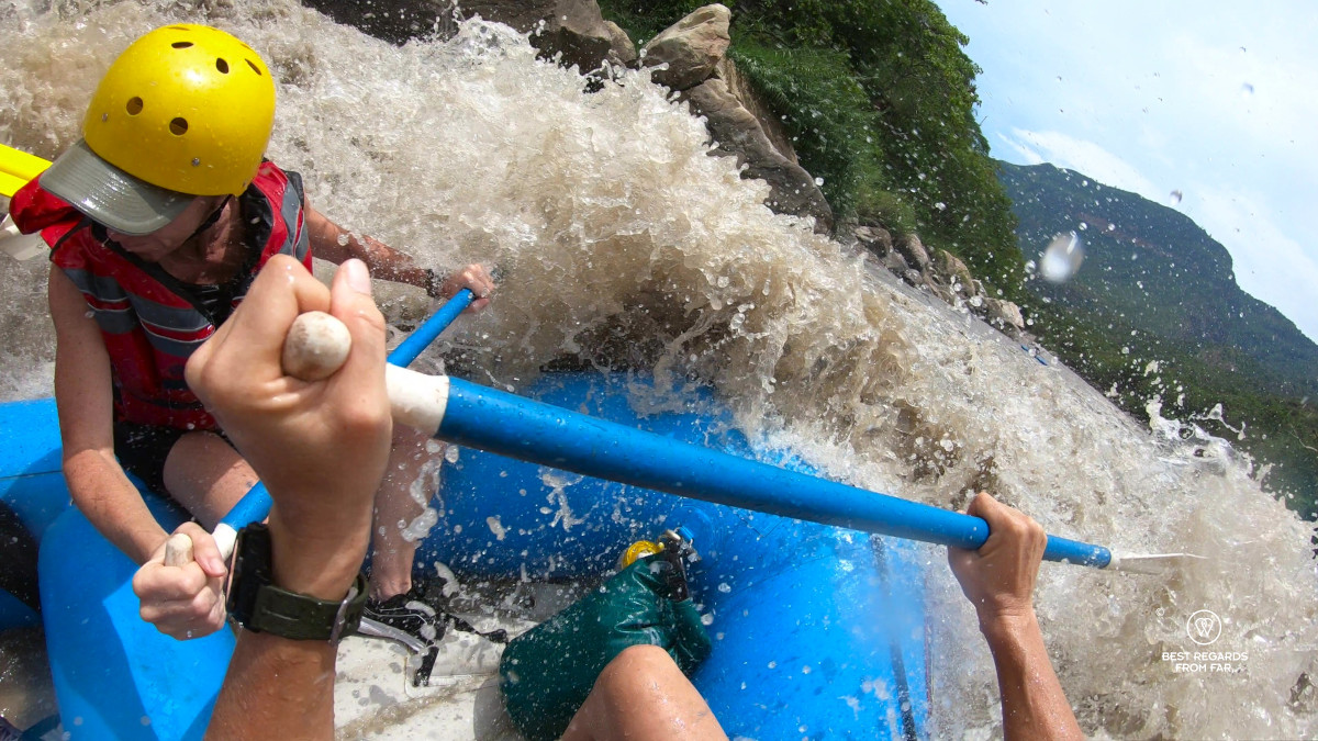 Rafting the white waters of the Chicamocha Canyon in Colombia.