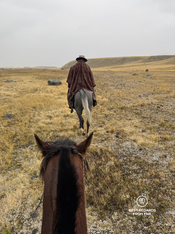 Horseback riding in Cotopaxi National Park in Ecuador.