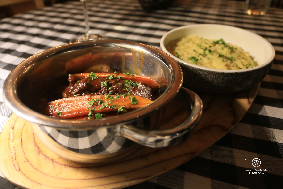 Boeuf bourguignon at La bûchette restaurant in Old Quebec.