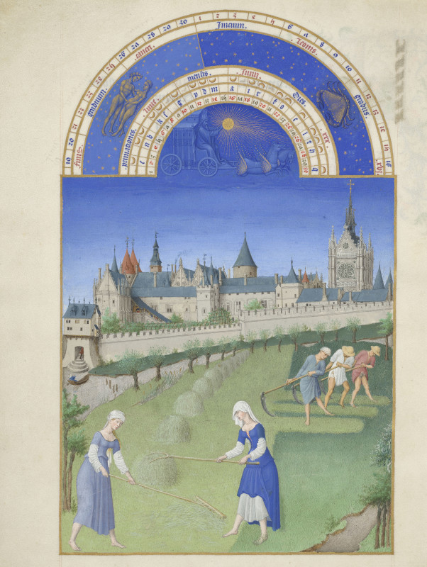 June in the calendar of The Très Riches Heures du Duc de Berry (1411-1486) in front of the Ile de la Cité in Paris © RMN-Grand Palais - Domaine de Chantilly - Michel Urtado.