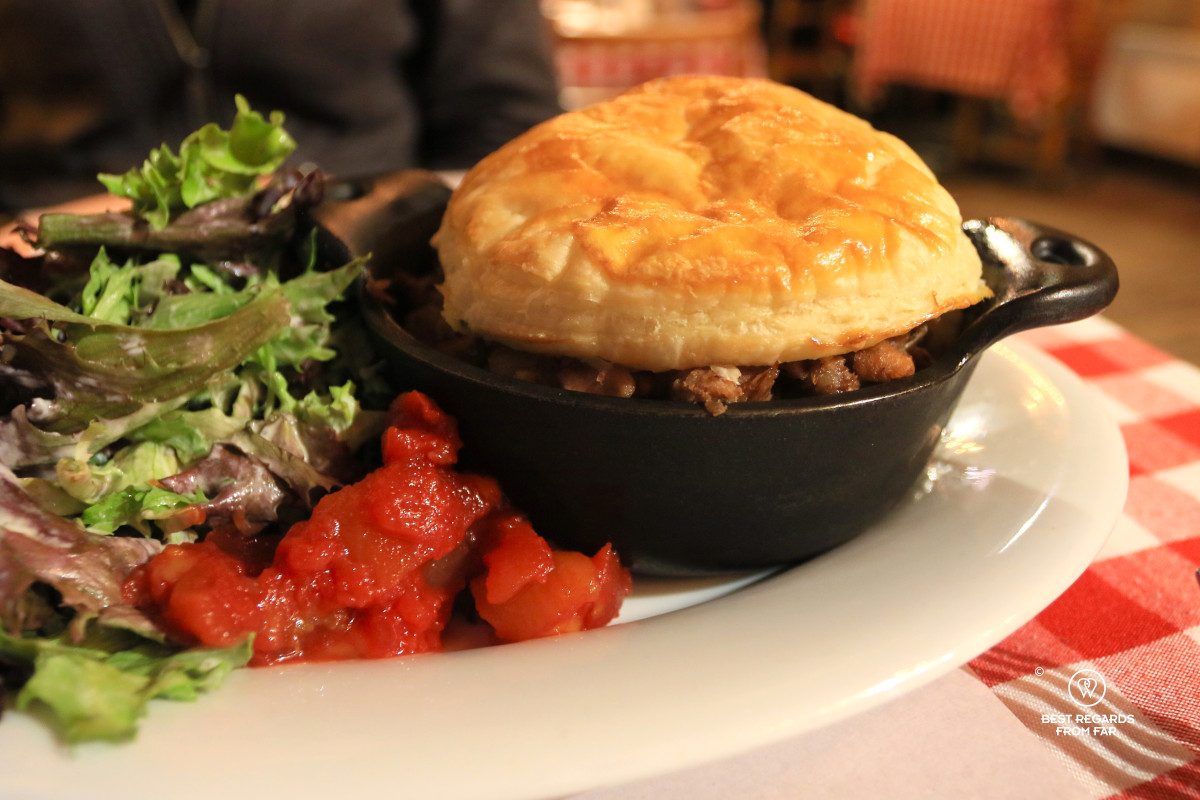 Meat pie at La buche sugar shack in Old Quebec.