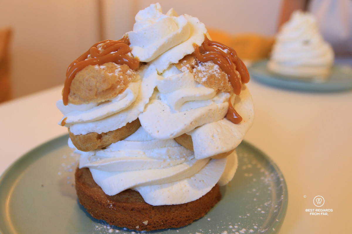 A Saint Honoré dessert at L'Atelier de la Chantilly.