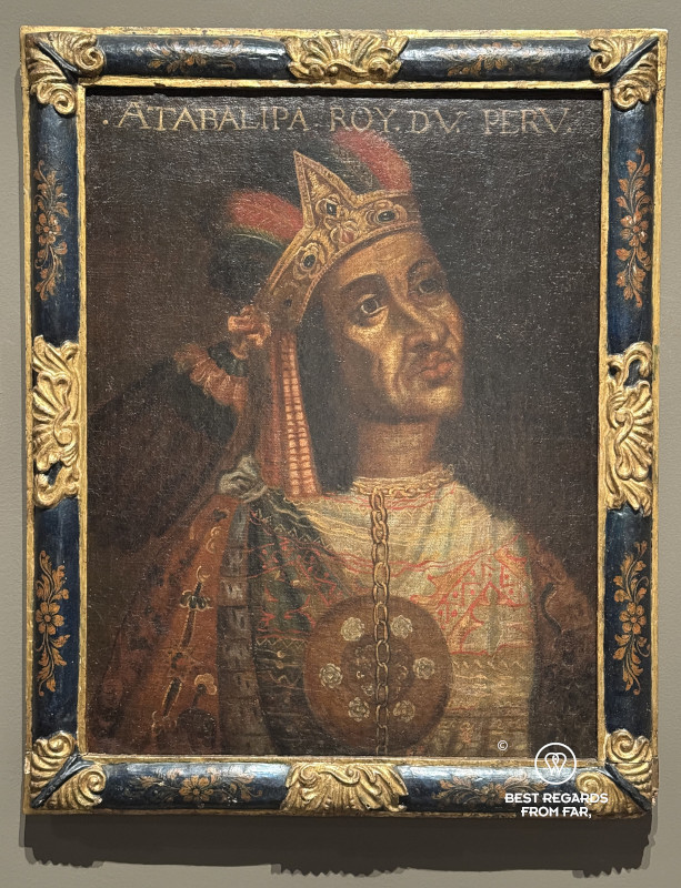17th century portrait of the Inca Atahualpa at the National Museum of Ecuador in Quito.