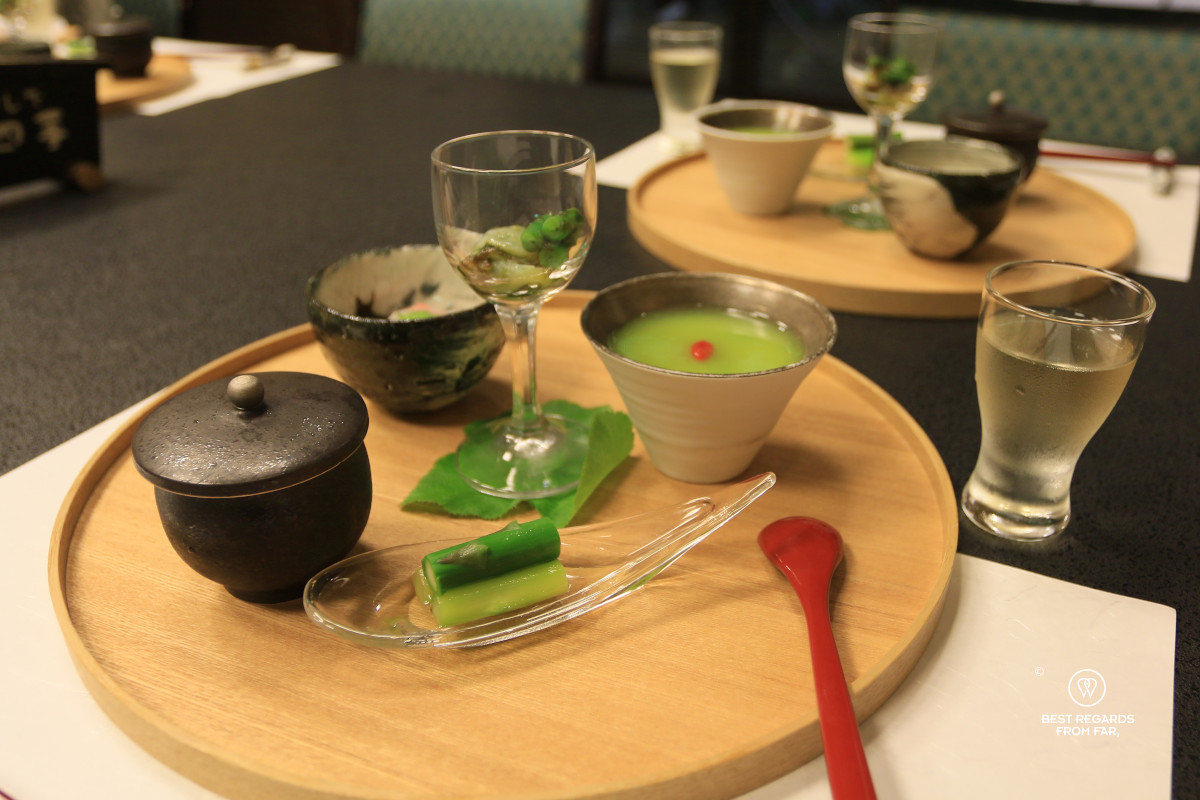 Kaiseki dinner at Ryokan Sanga in Kurokawa.