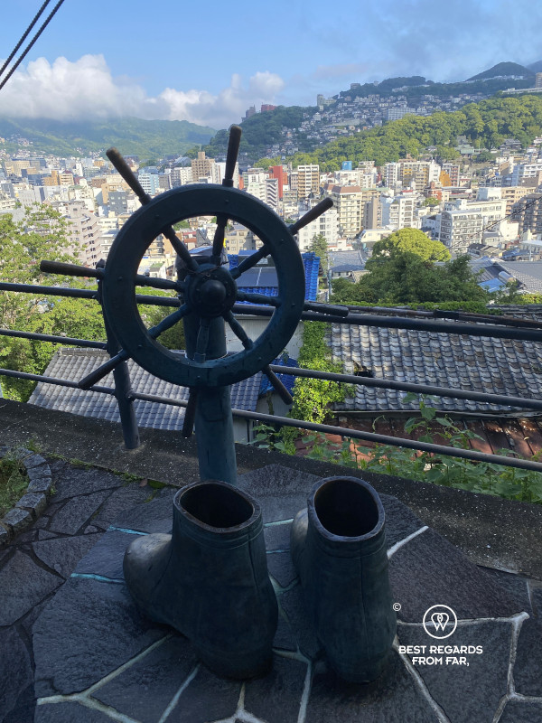 Statue of the boots of samurai Ryoma Sakamoto in Nagasaki.