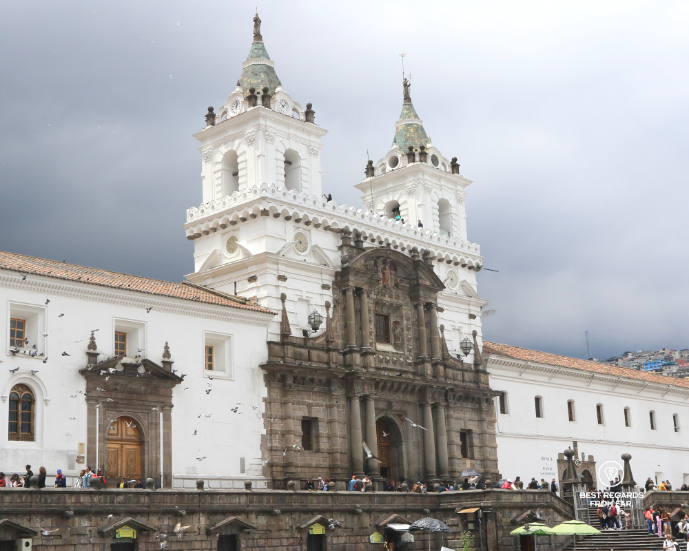 The façade of the San Francisco Church in Quito.