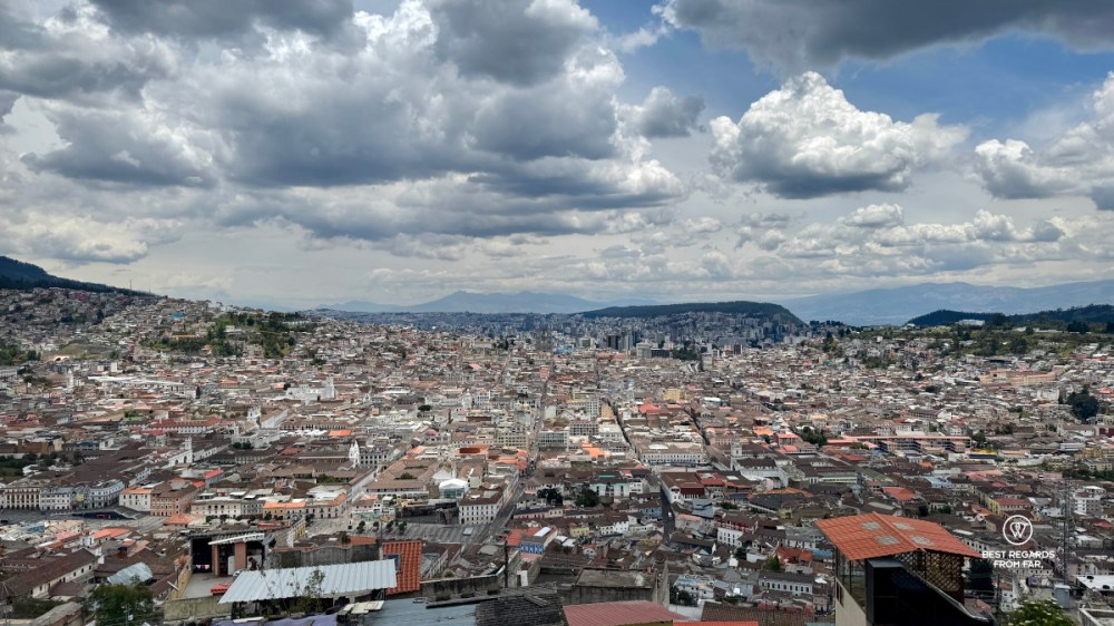View on the historic center of Quito from El Panecillo.