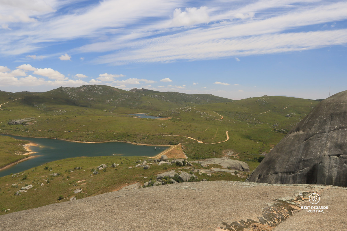 View on Paarl Nature Reserve and its lakes from Brittany Rock in Paarl in South Africa.