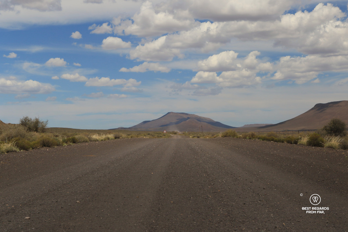 An endless gravel road and volcanic soil.