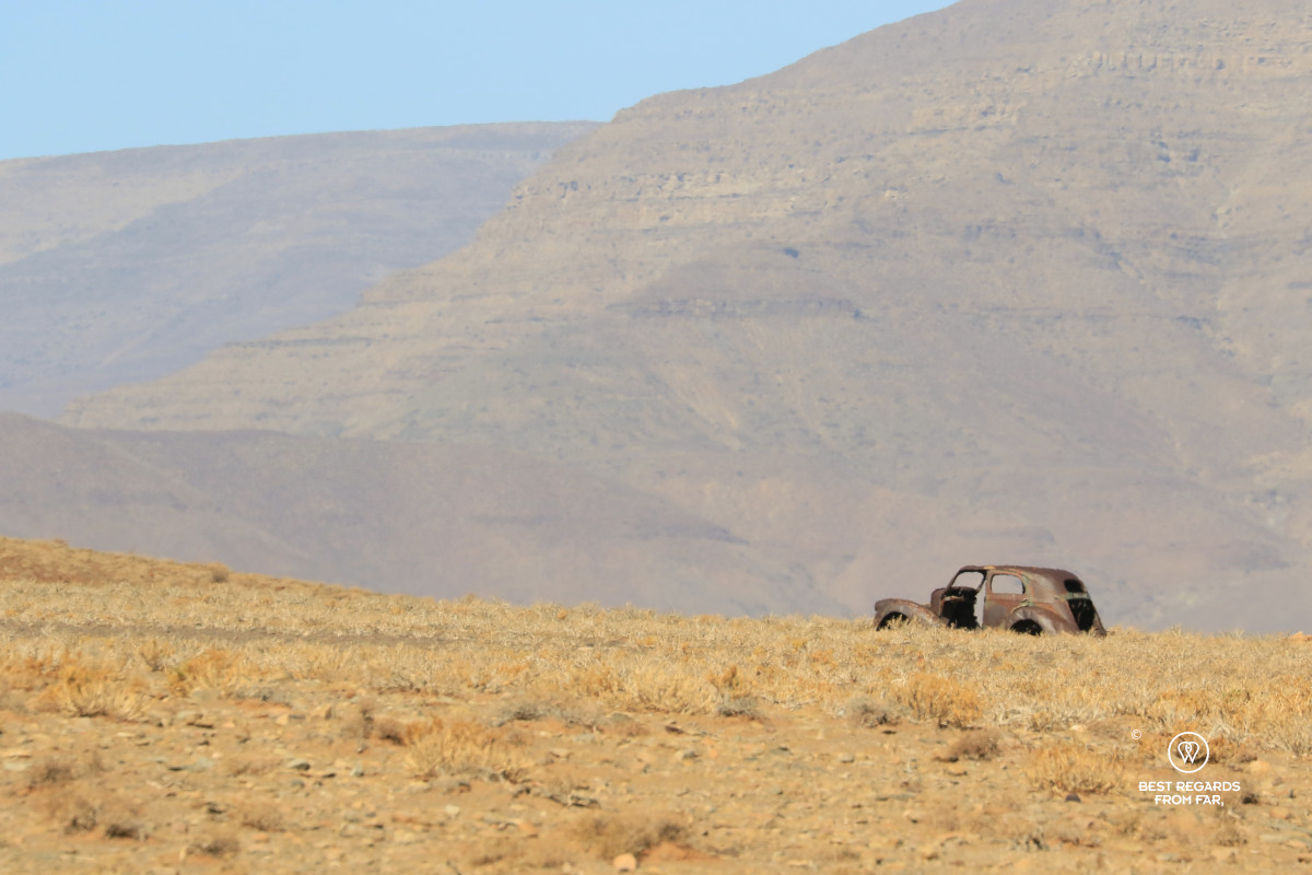 Rustry old car left in the barren landscape of the Karoo.