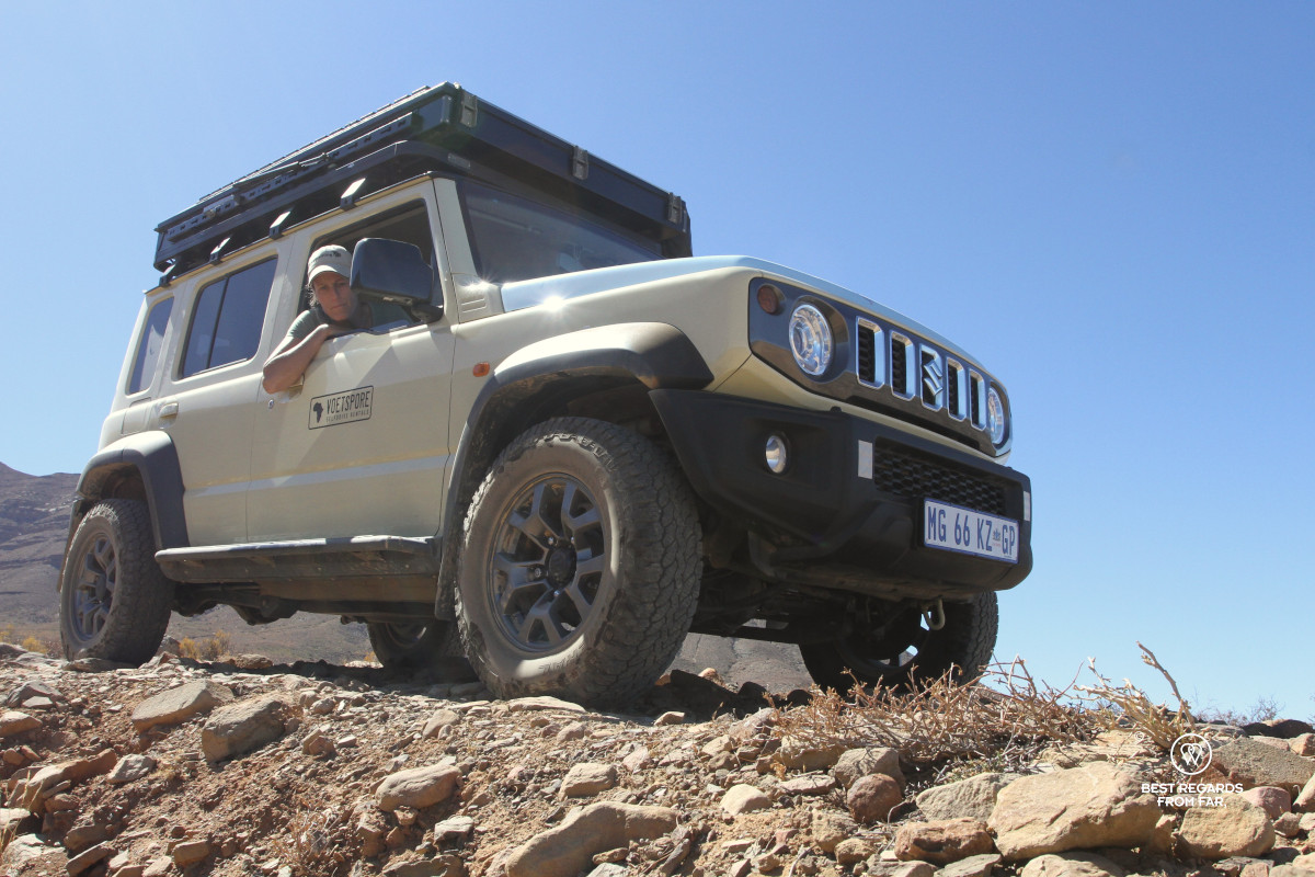 Cofounder Marcella van Alphen focussing on what line to drive the Jimny 4x4.