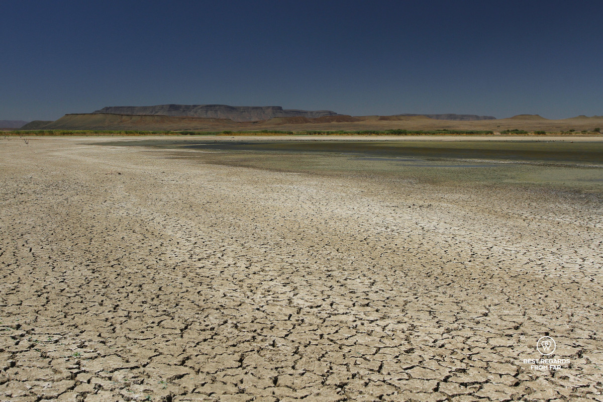 The Oudebaaskraal dam with low levels.