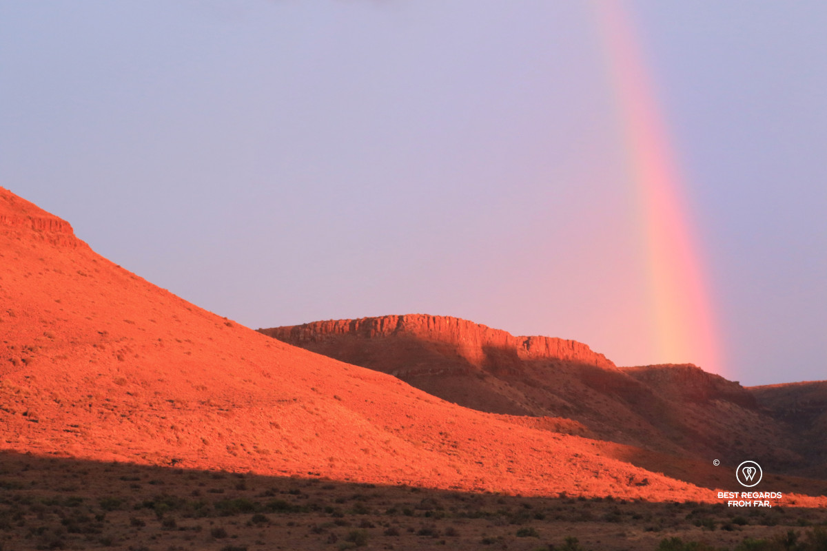 Sunrise with a rainbow in the Karoo NP.