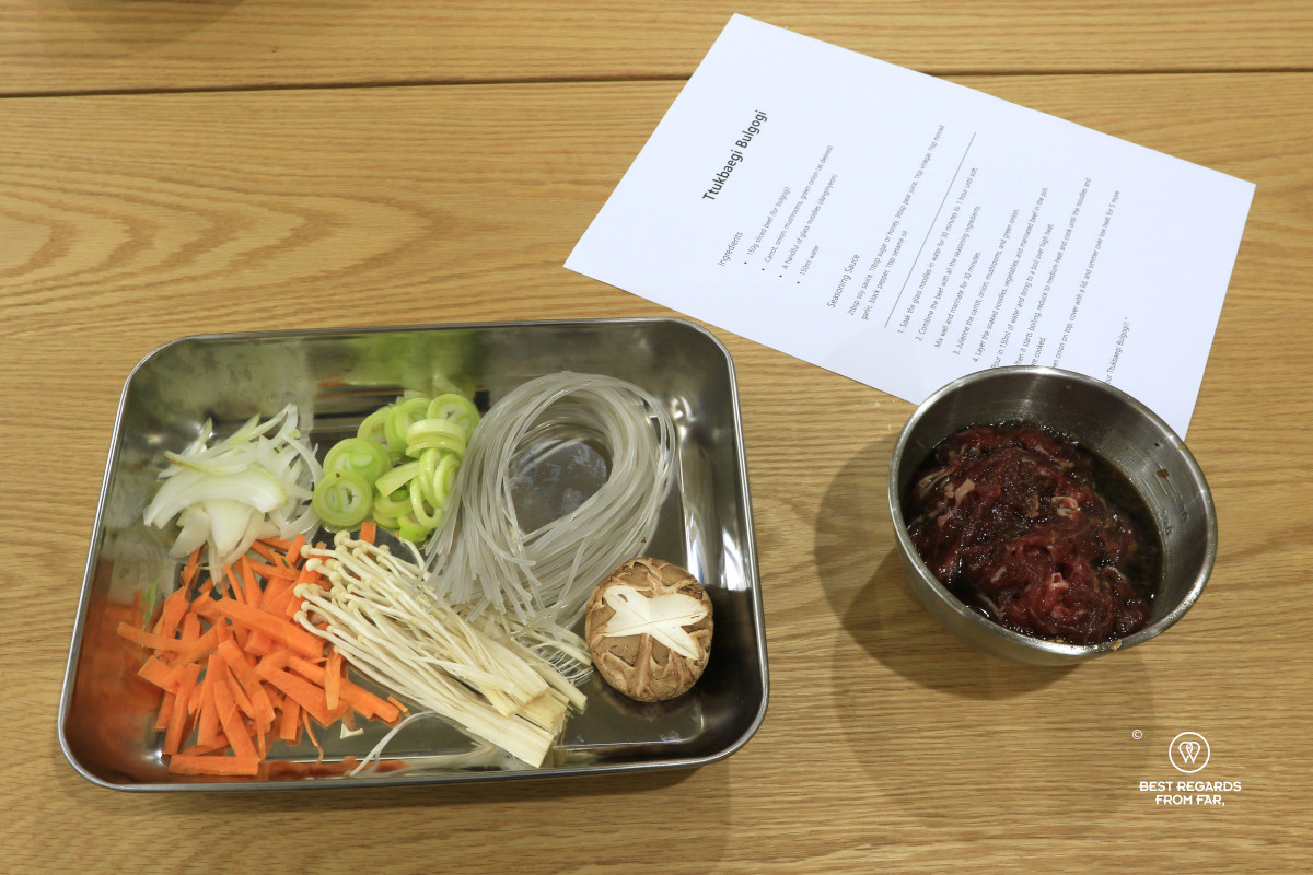 Busan Cooking class: Bulgogi ingredients.