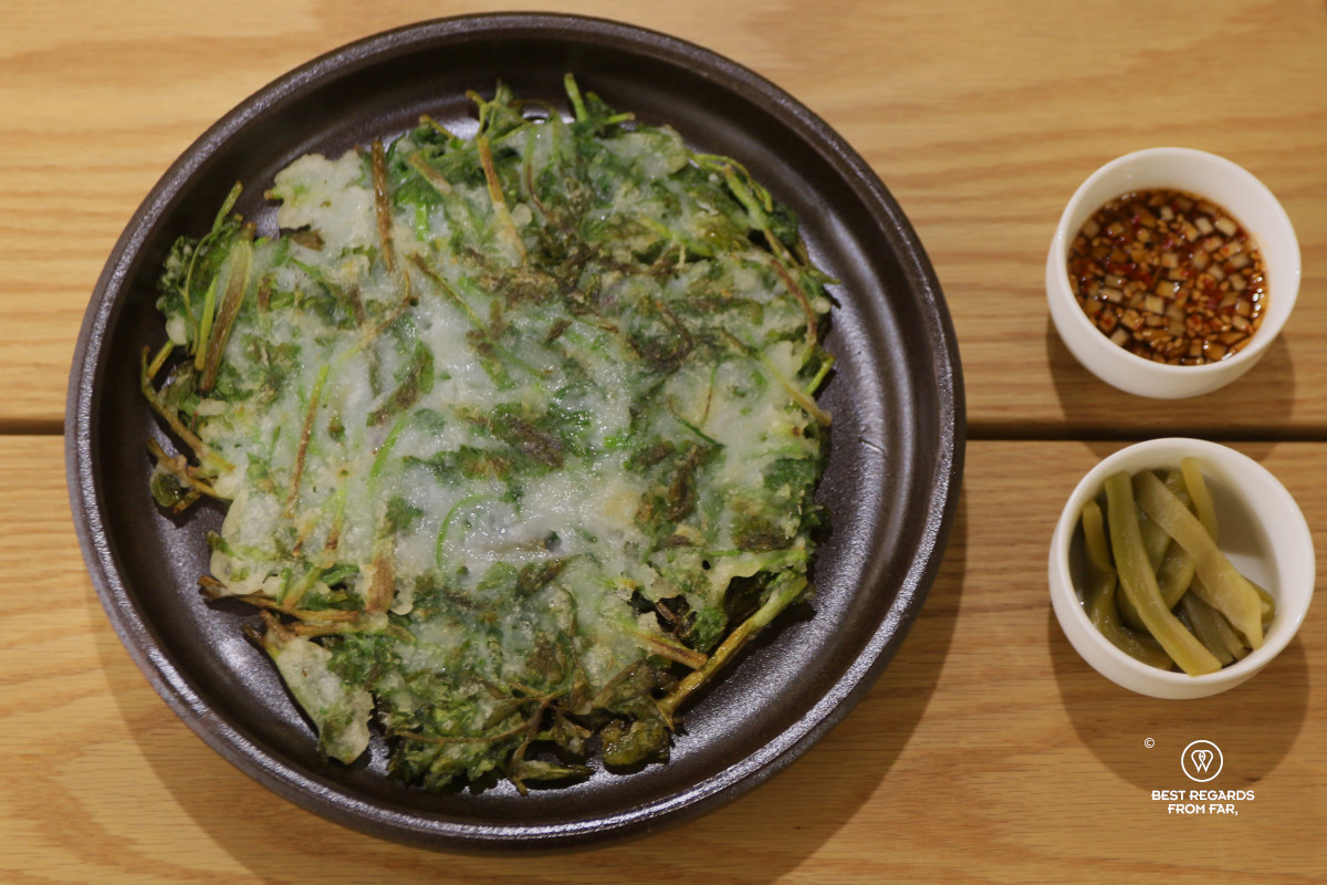 Savory pancake in South Korea.