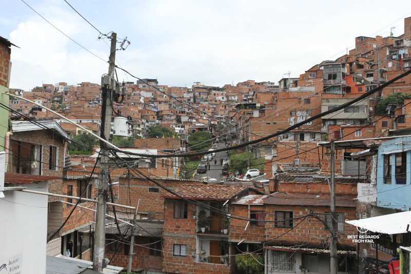 Comuna 13's brick houses in Medellin.