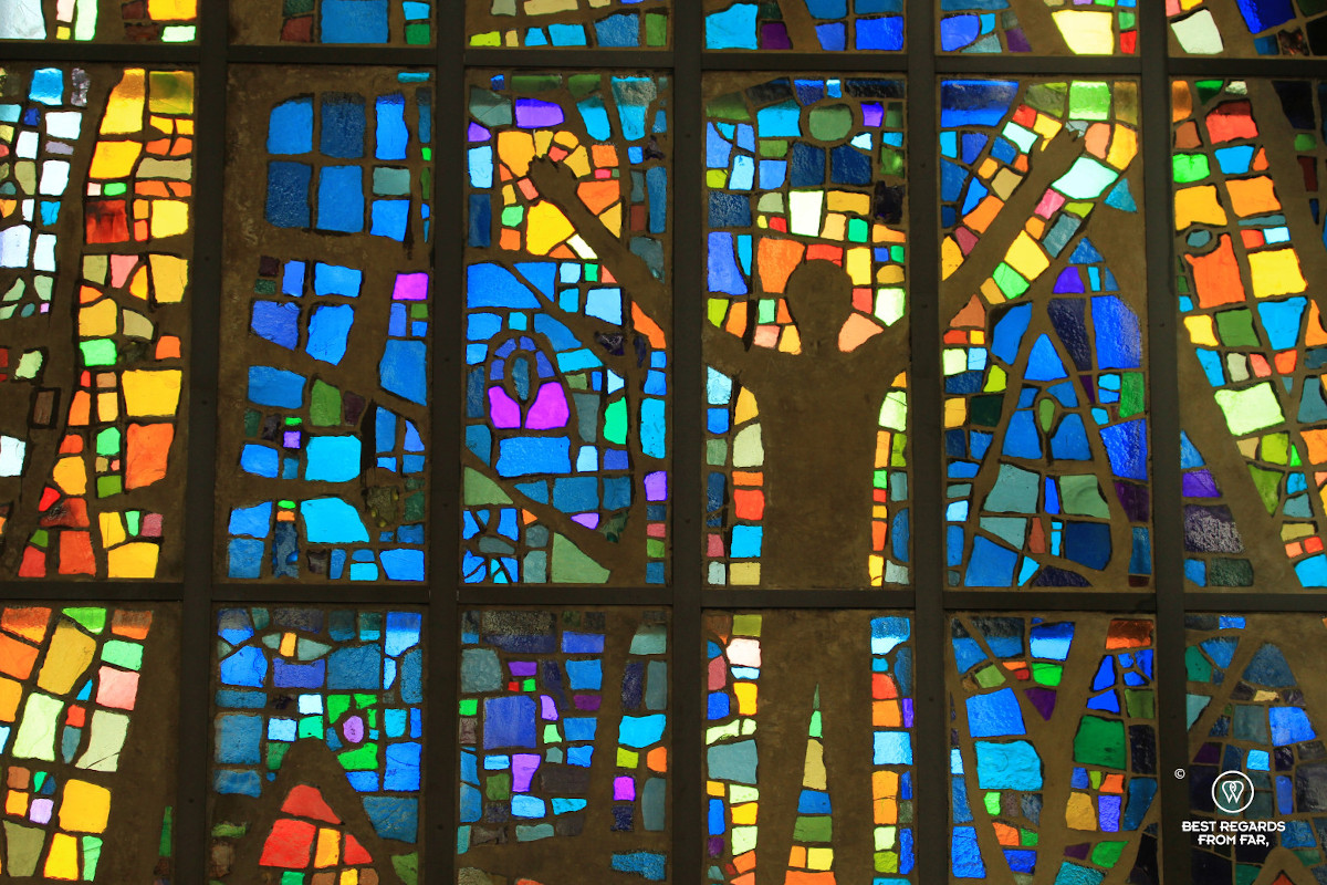 Detail of the Arctic Cathedral stainedglass windows, Tromso.