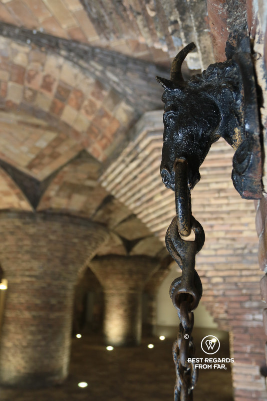 Detail of the underground stables and garage of Palau Güell.