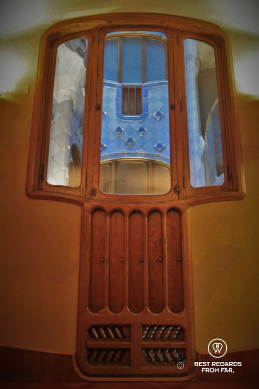 The interior of Casa Batllo with the gills of a fish for the natural ventilation.