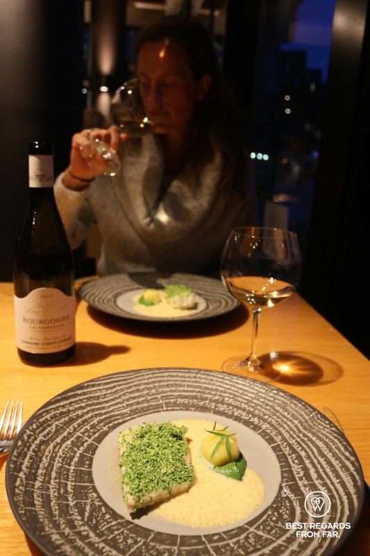 Skate with broccoli and tarragon at Fiskekompaniet restaurant in Tromso.
