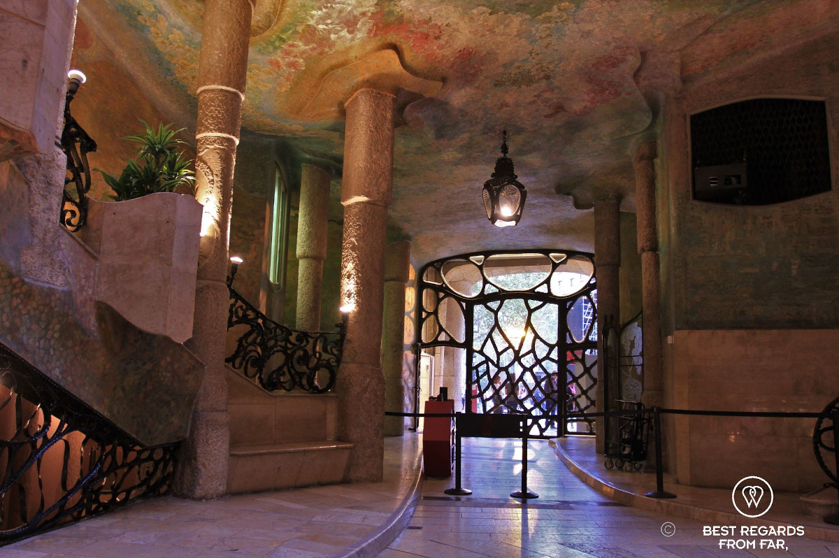 The entrance of the La Pedrera building in Barcelona.