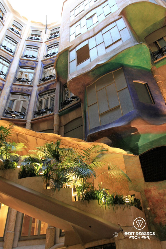 An interior patio at La Pedrera in Barcelona.