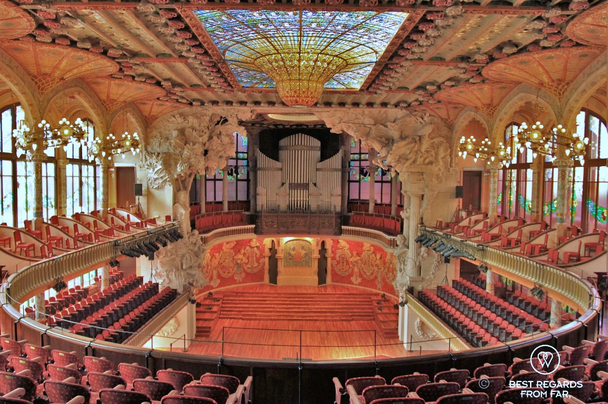 The concert hall of the Palau de la Musica Catalana.