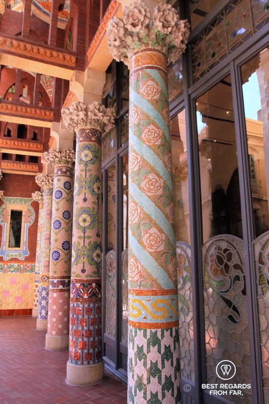 The ornamental balcony of the Palau de la Musica Catalana in Barcelona.
