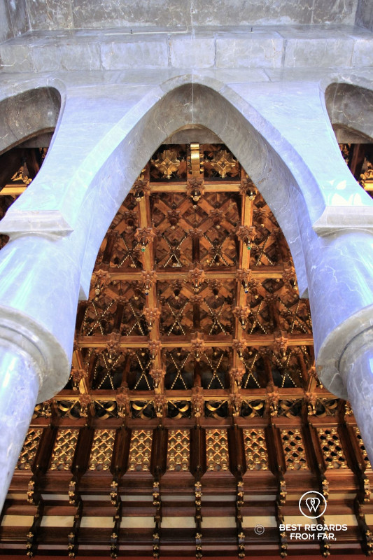 The wooden ceiling of Palau Güell.