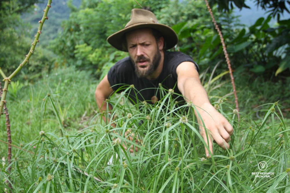 Pim explaining about permaculture on his Plan B farm in Minca, Colombia.
