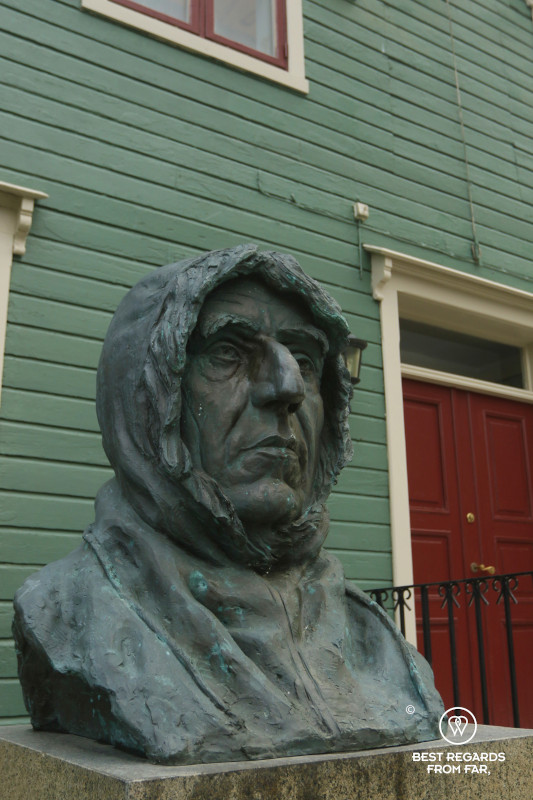 Statue of Roald Amundsen in Tromso, Norway.