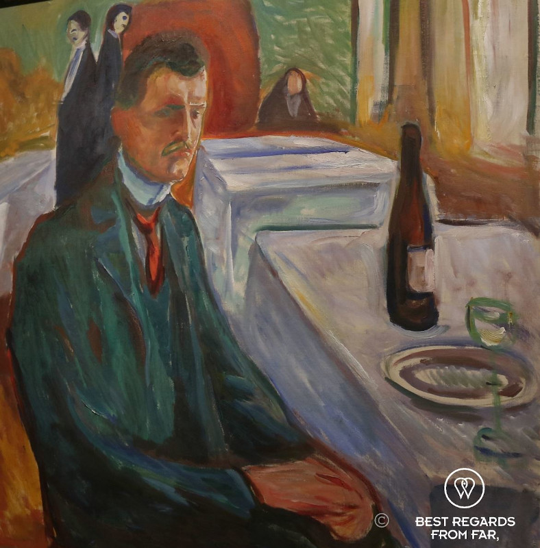 Self-portrait of Edvard Munch with a bottle of wine, The Munch Museum, Oslo.