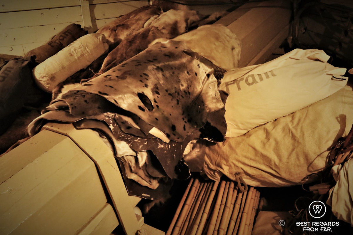 Seal skins in the Fram, The Fram Museum, Oslo.