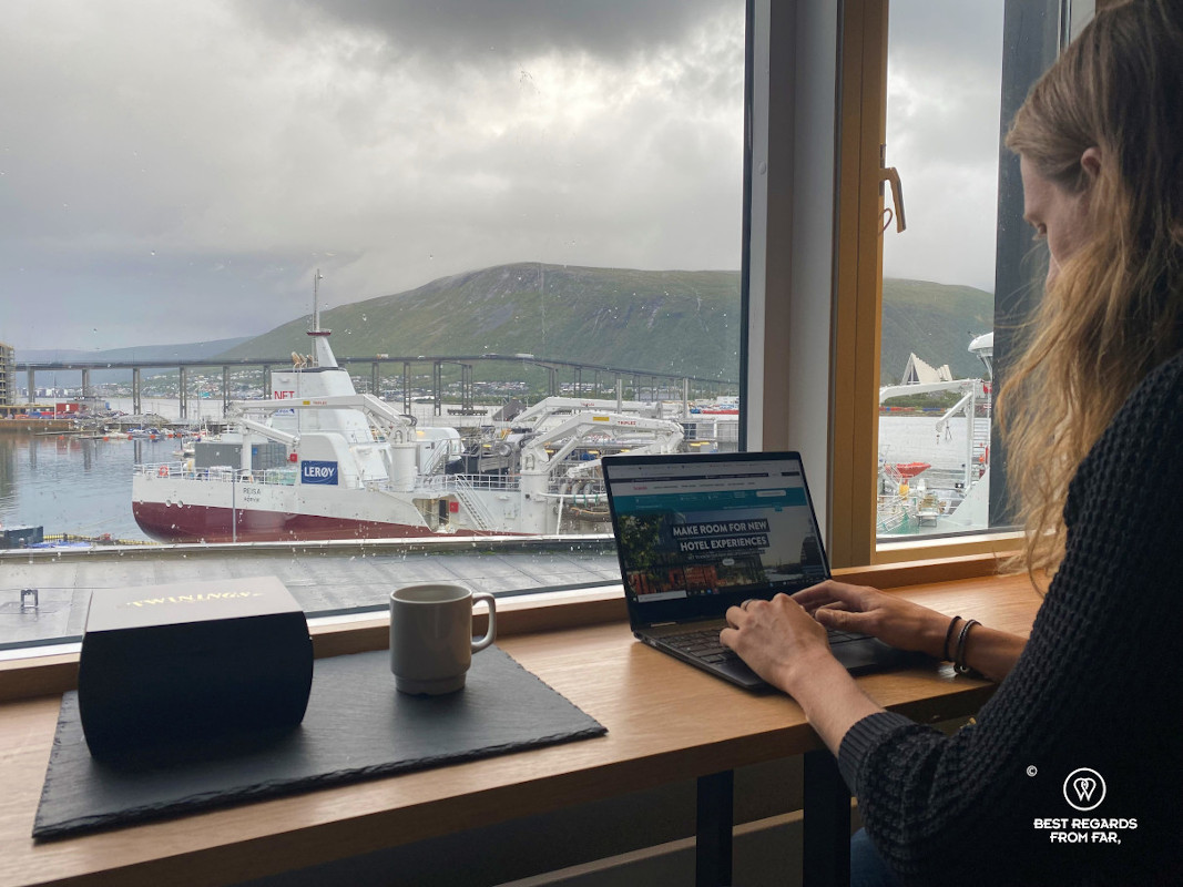 View from the room at the Scandic Ishavshotel, Tromso.