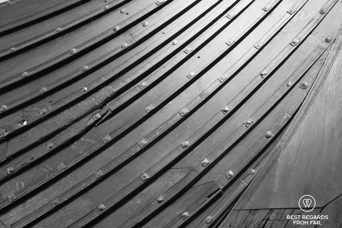 The clinker built technique on a Viking longship.