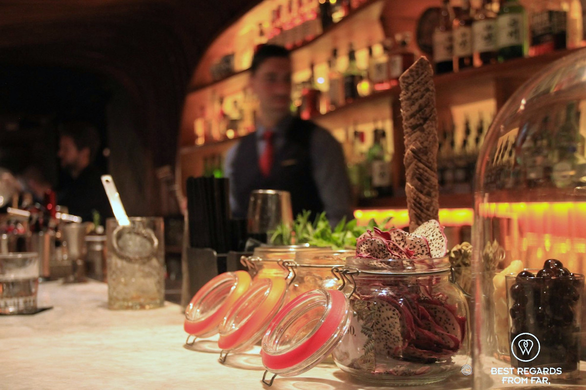 Botanicals on the bar of El Paradiso in Barcelona.