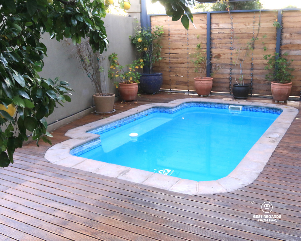 The pool of Villa Violet Hotel in Windhoek, Namibia.